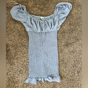 Love tree blue dress with puff sleeves